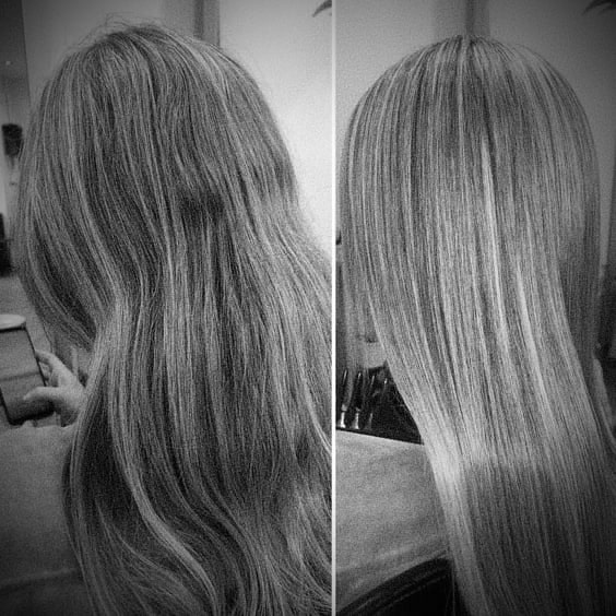 French smoothing hair straightening treatment before and after result